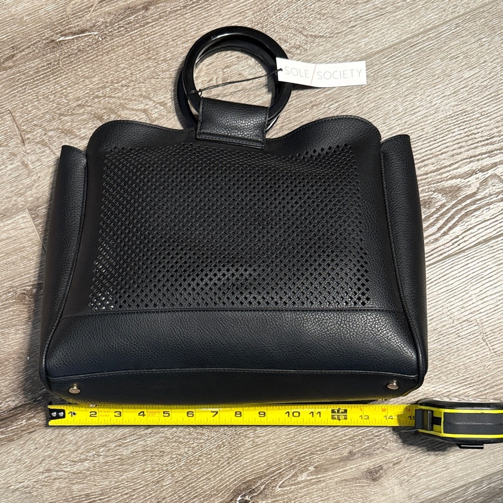 Sole Society Black Perforated Handbag